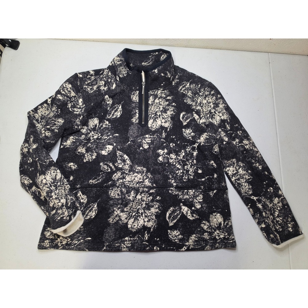 Escape by Habitat Clothes Womens Medium Floral Acid Wash Quarter Zip Pullover